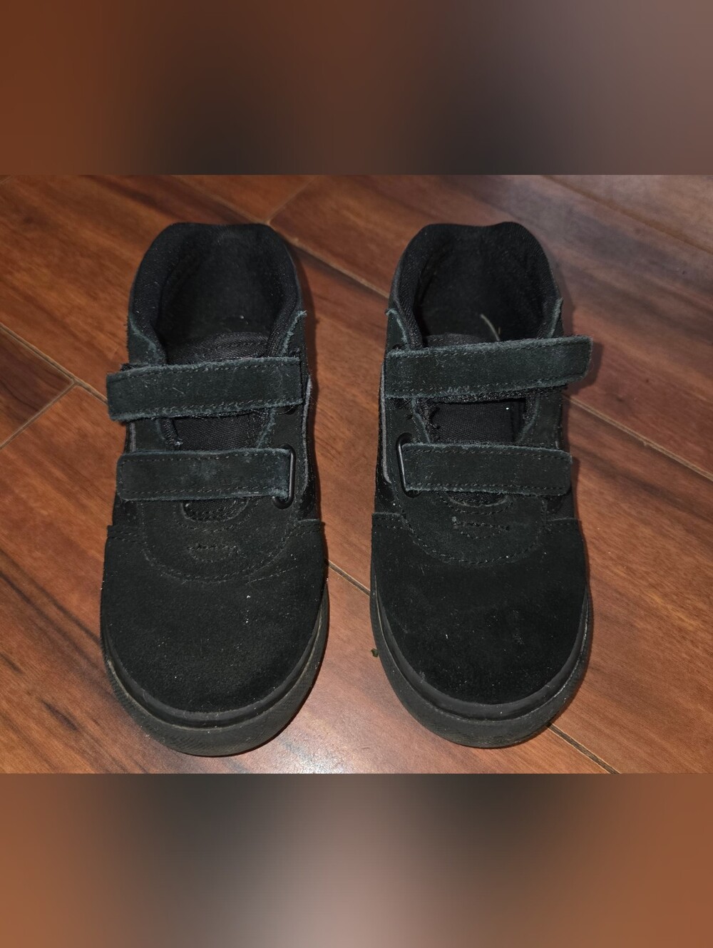 GUC Adorable Kid's Vans Black Double-Velcro Suede Sneakers Toddler Size 10